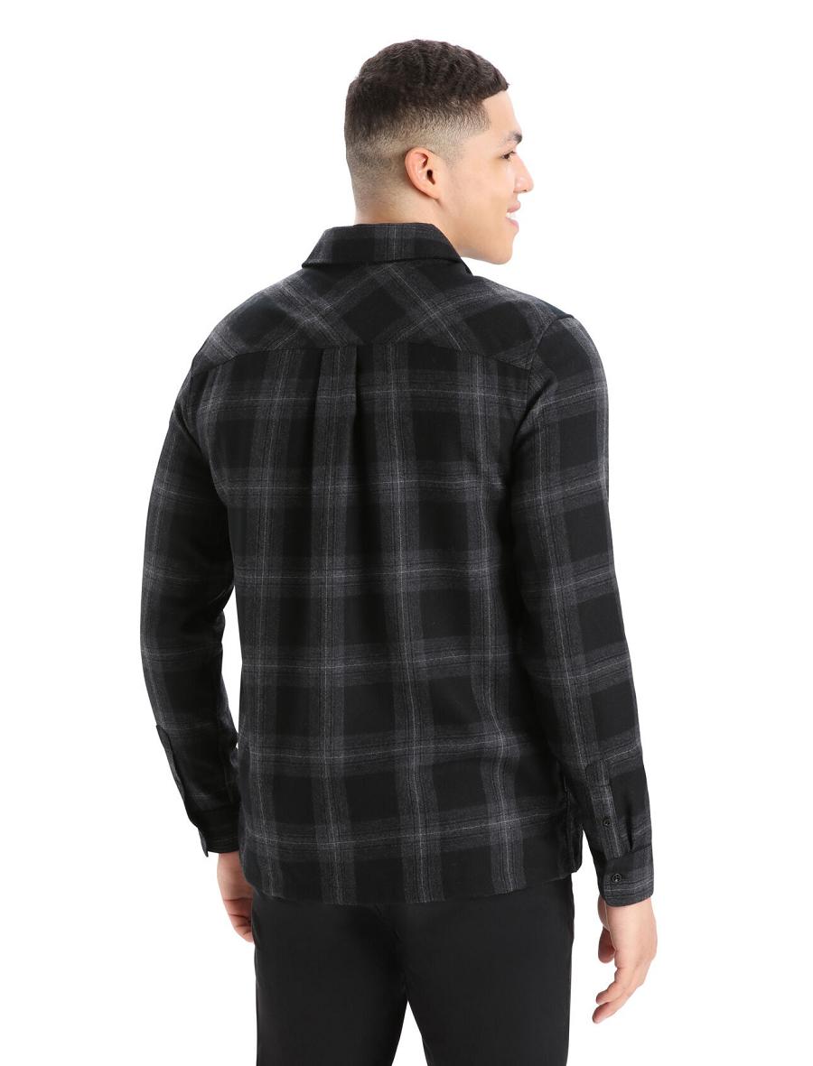 Jet Heather Icebreaker Merino Dawnder Long Sleeve Flannel Shirt Plaid Men's Hoodie | AU 1256ILHS